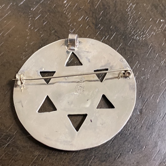 taxco Signed abalone Sterling Silver Star Pendant/ pin combo - Picture 2 of 4